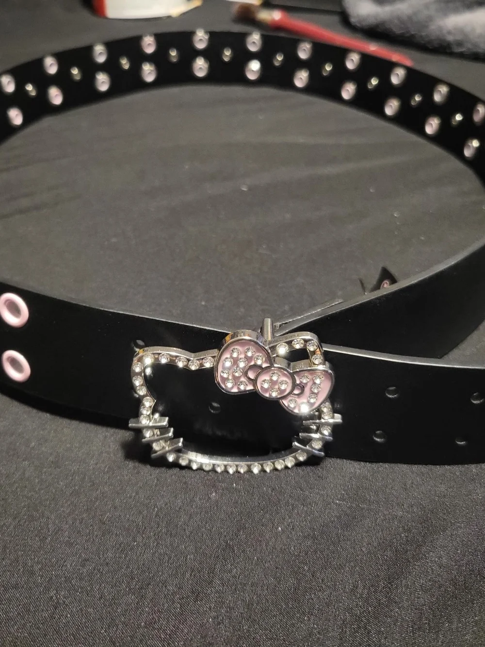 NIFWJUKU ON DEPOPHot Topic Black Belt with Pink Crystal Hello Kitty Buckle